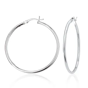 Sterling Silver 2x40mm High-Polished Hoop Earrings (94885)