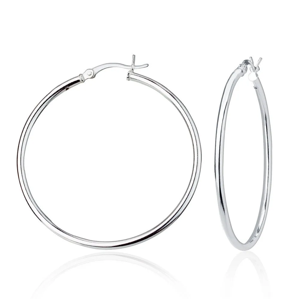 Sterling Silver 2x40mm High-Polished Hoop Earrings (94885)