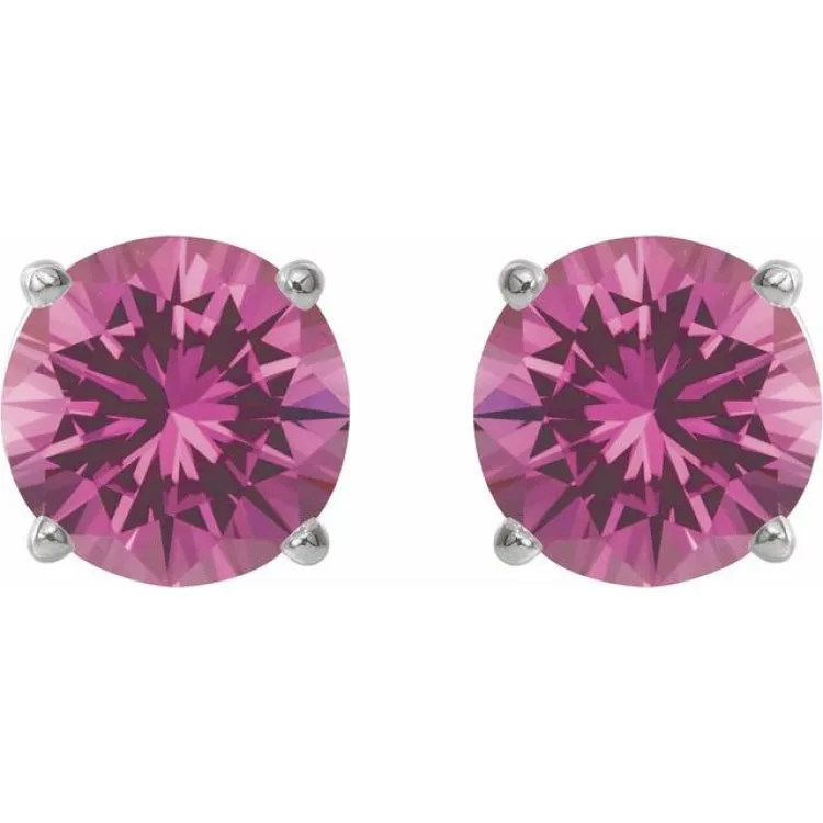 Sterling Silver 7 mm Lab-Grown Pink Sapphire Stud Earrings