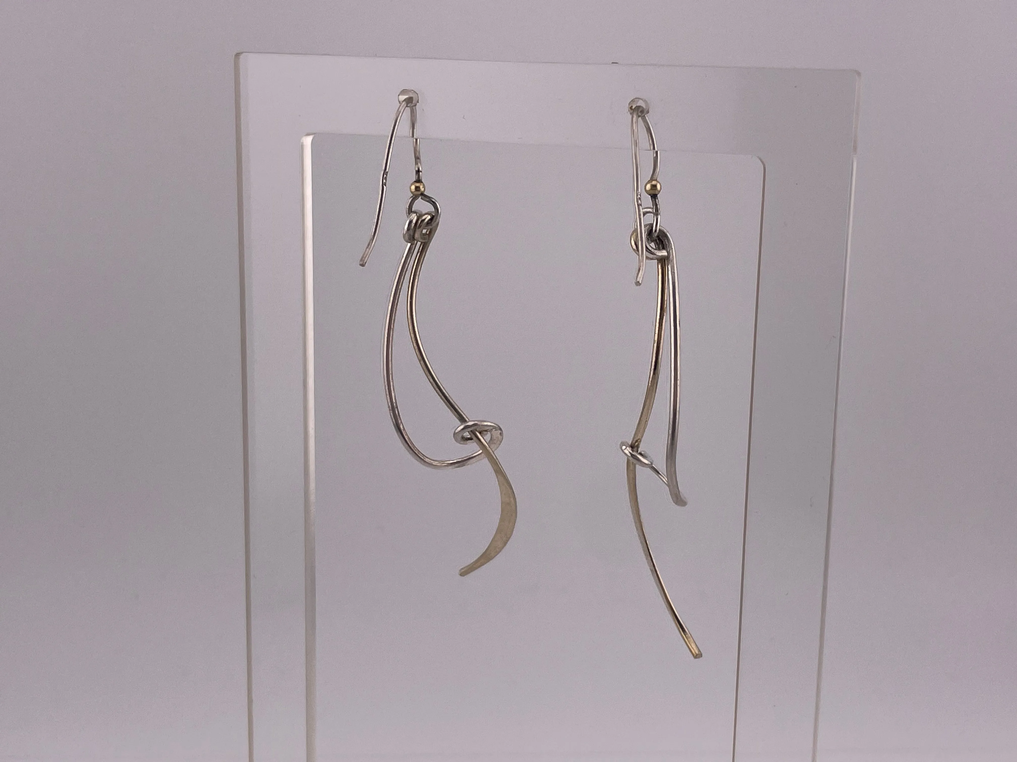 sterling silver & gold plated swirl hook dangle earrings