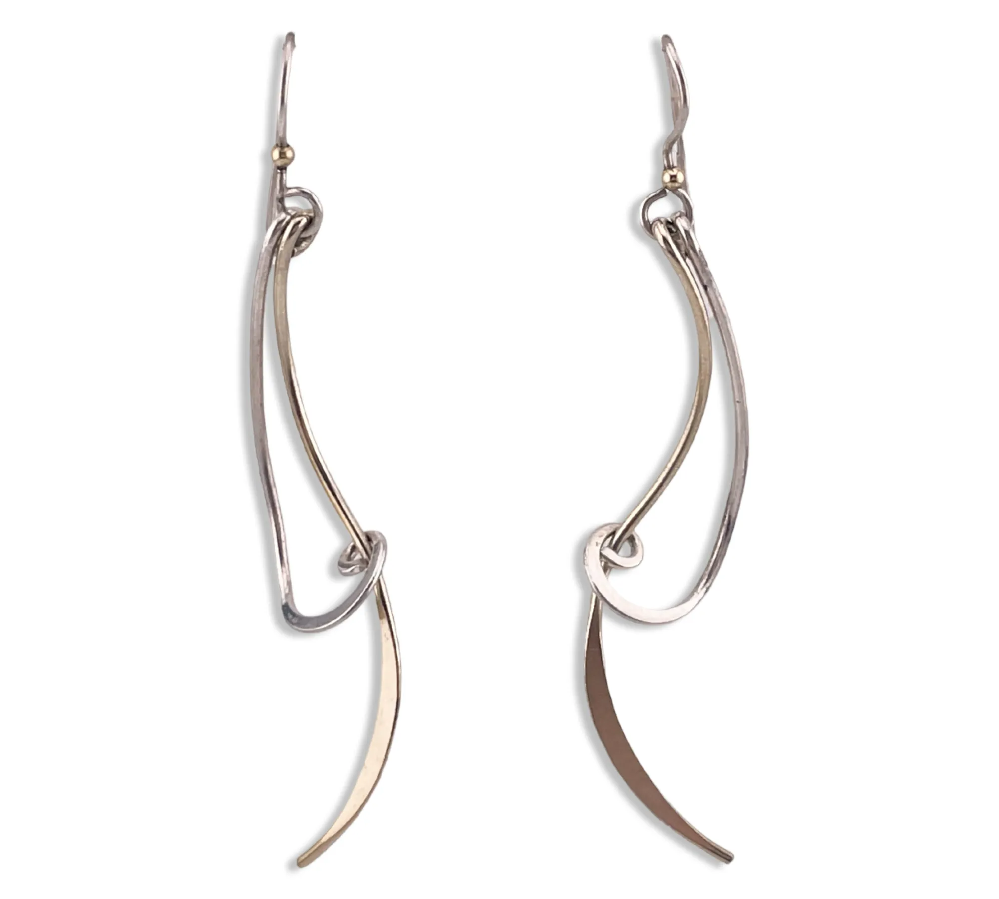 sterling silver & gold plated swirl hook dangle earrings