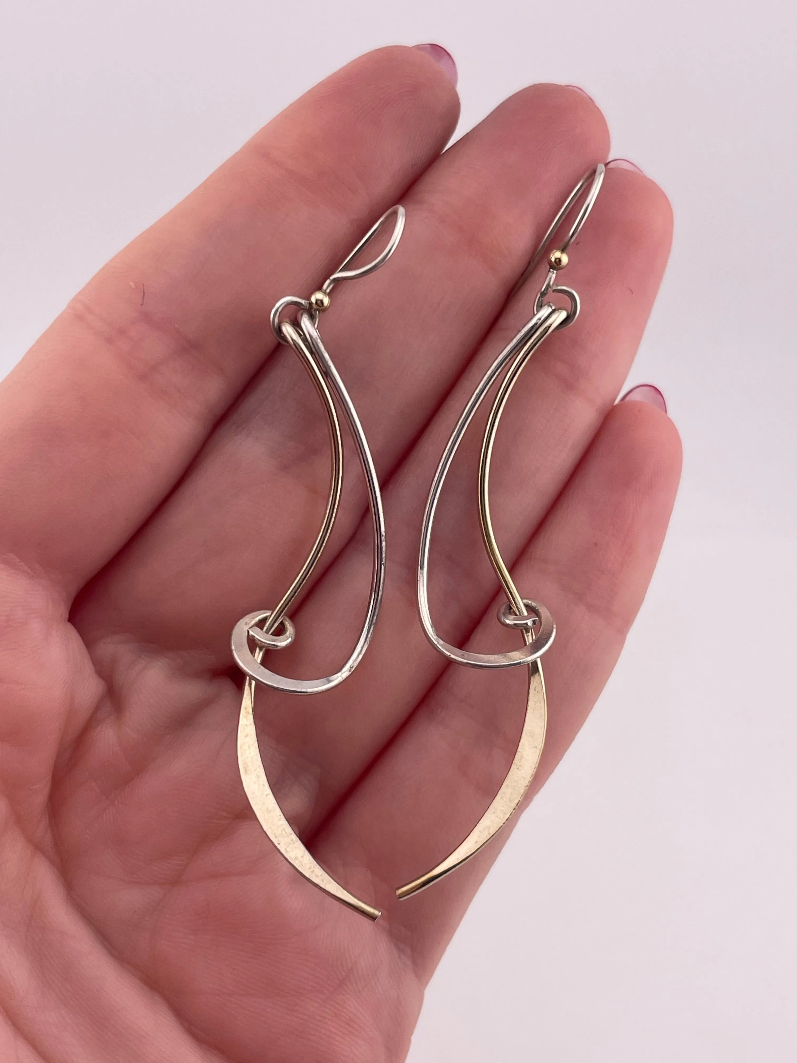 sterling silver & gold plated swirl hook dangle earrings
