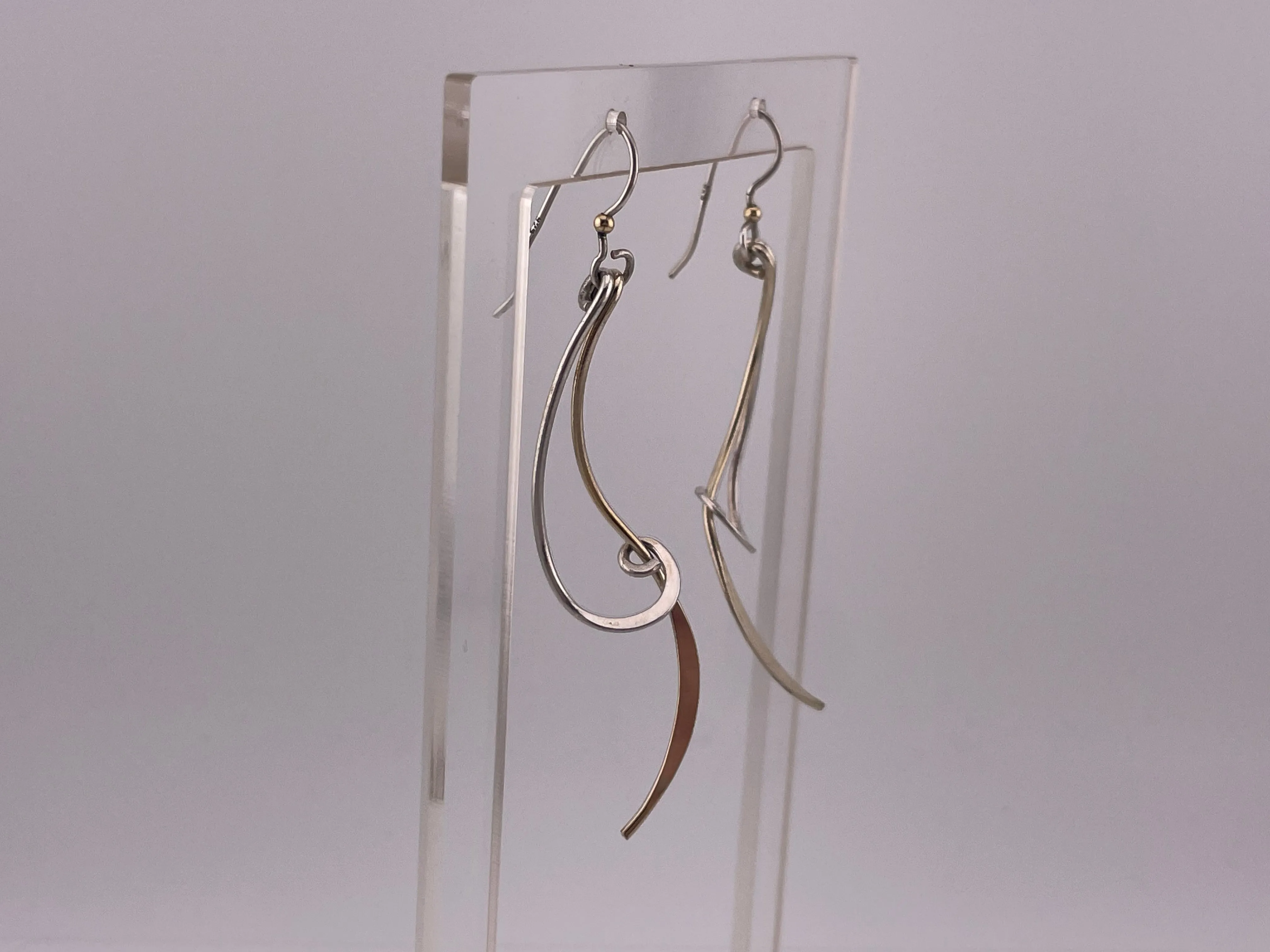 sterling silver & gold plated swirl hook dangle earrings