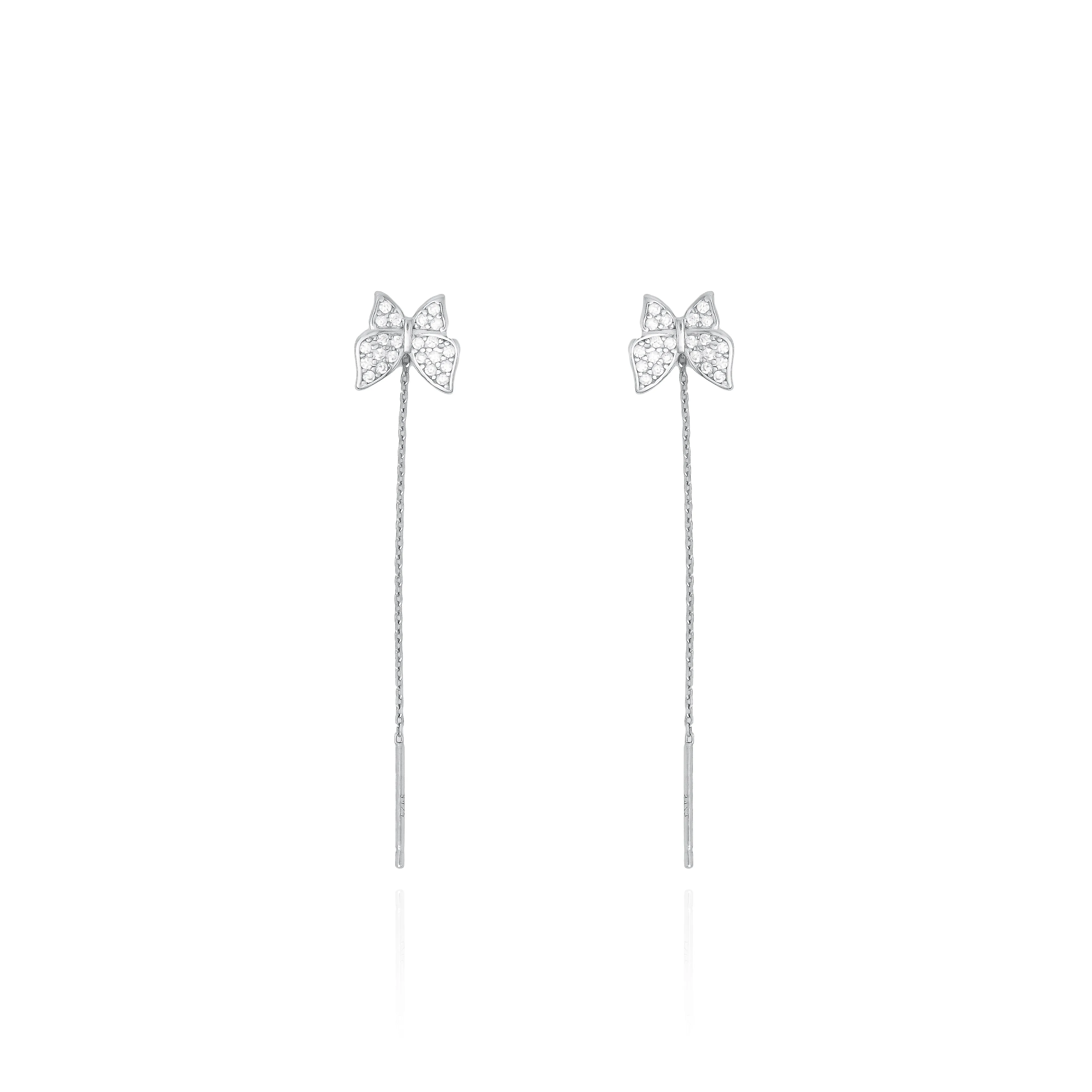Sterling Silver and Gold-Plated Butterfly Earrings with Drop Chain Stylish