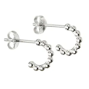 Sterling Silver Beaded 3/4 Hoop Earrings