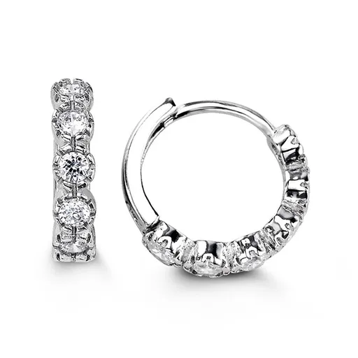 Sterling SIlver Bezel Set CZ Huggie Hoop Earrings