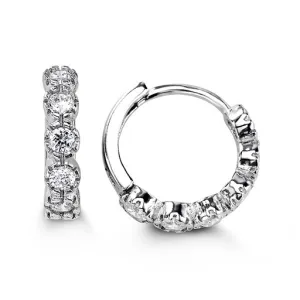 Sterling SIlver Bezel Set CZ Huggie Hoop Earrings