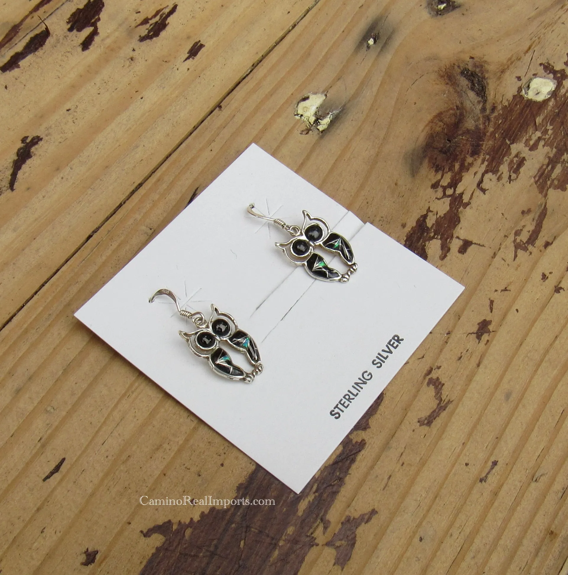 Sterling Silver Black Onyx and Opal Inlay Earrings STER021