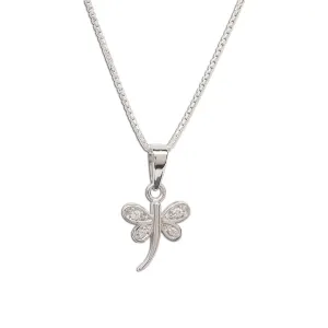 Sterling Silver Child's Dragonfly Necklace with CZs