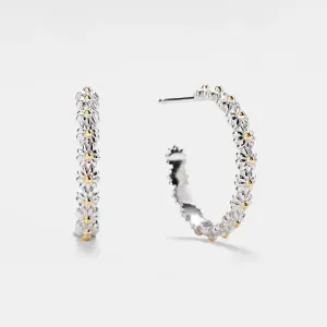 Sterling Silver Daisy Hoop Earrings