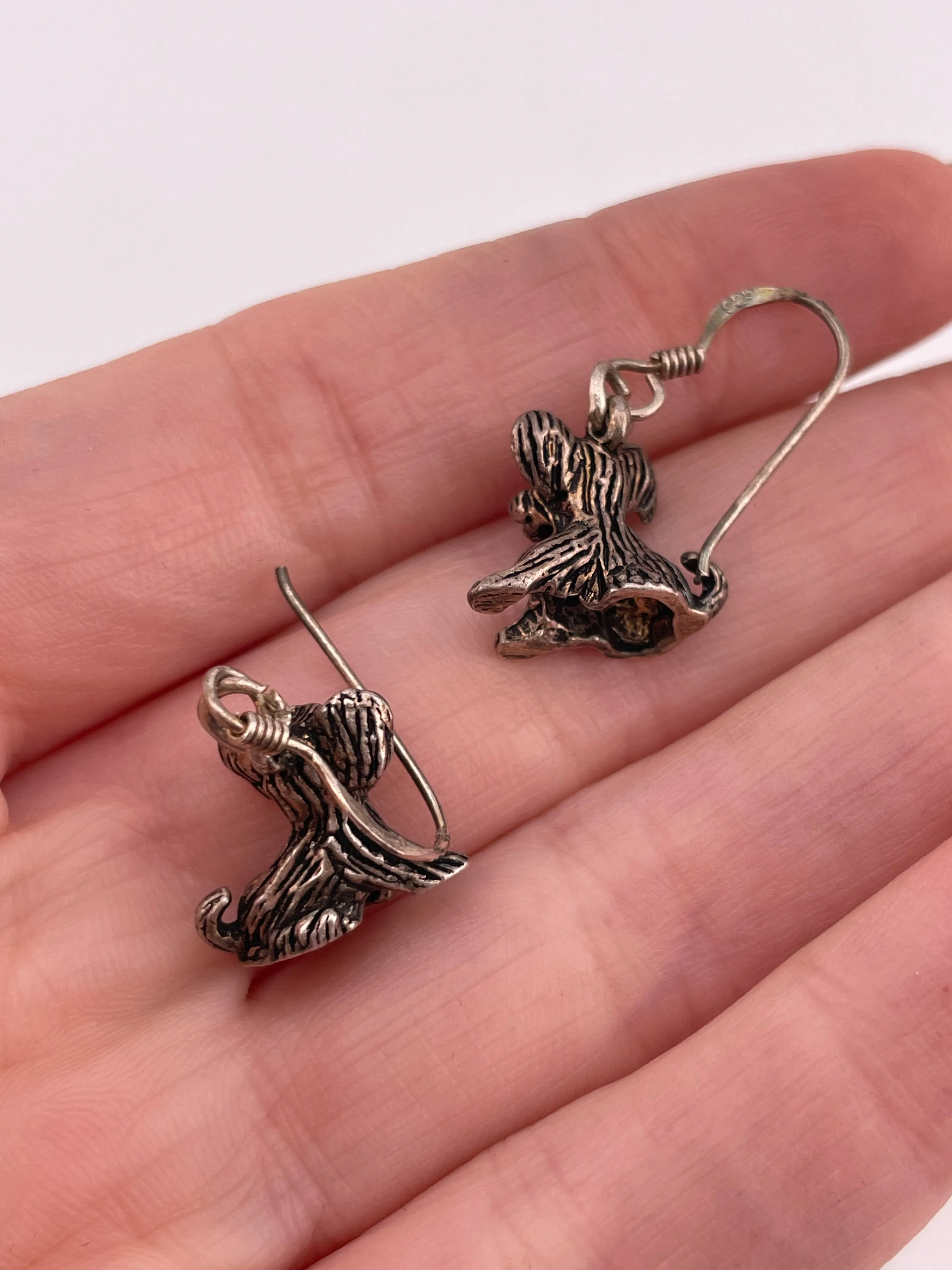 sterling silver dog hook dangle earrings