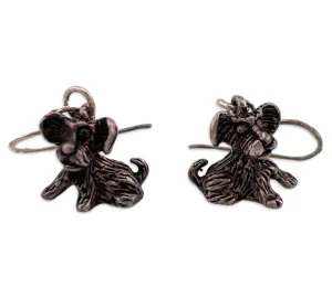 sterling silver dog hook dangle earrings