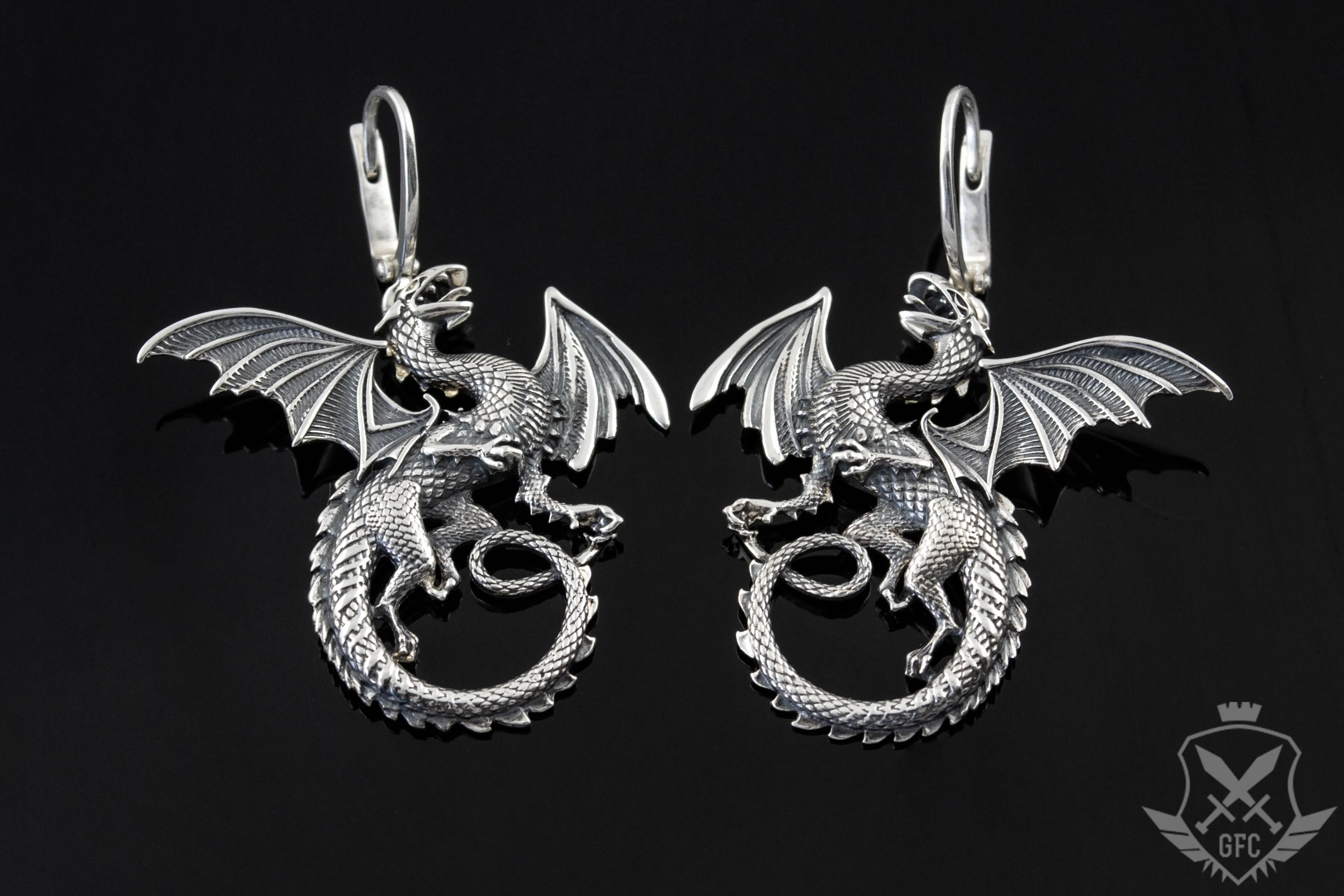 Sterling Silver Dragon Earrings