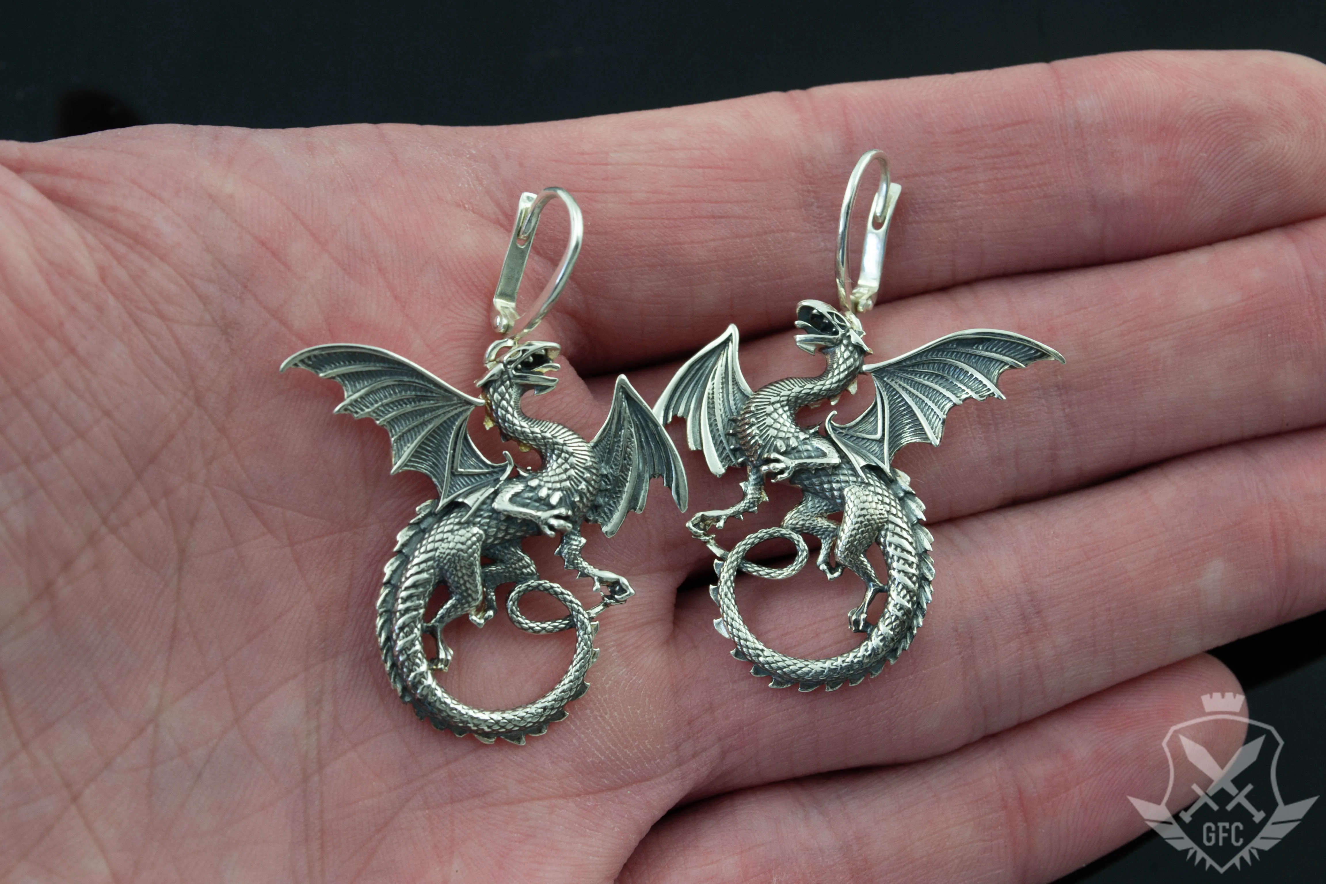 Sterling Silver Dragon Earrings