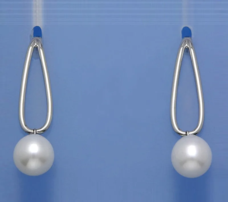 Sterling Silver Earrings with 10-10.5mm Drop Shape Freshwater Pearl