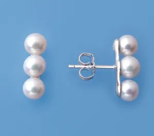 Sterling Silver Earrings with 5-5.5mm Round Shape Freshwater Pearl