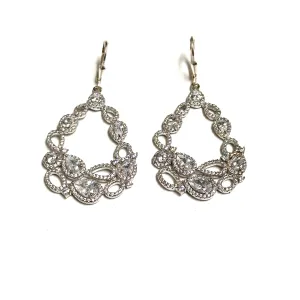 Sterling Silver Fancy Dangle CZ Earrings