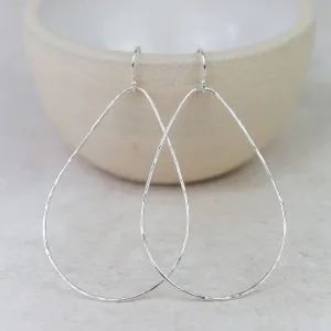 Sterling Silver Geo Teardrop Hoop Earrings