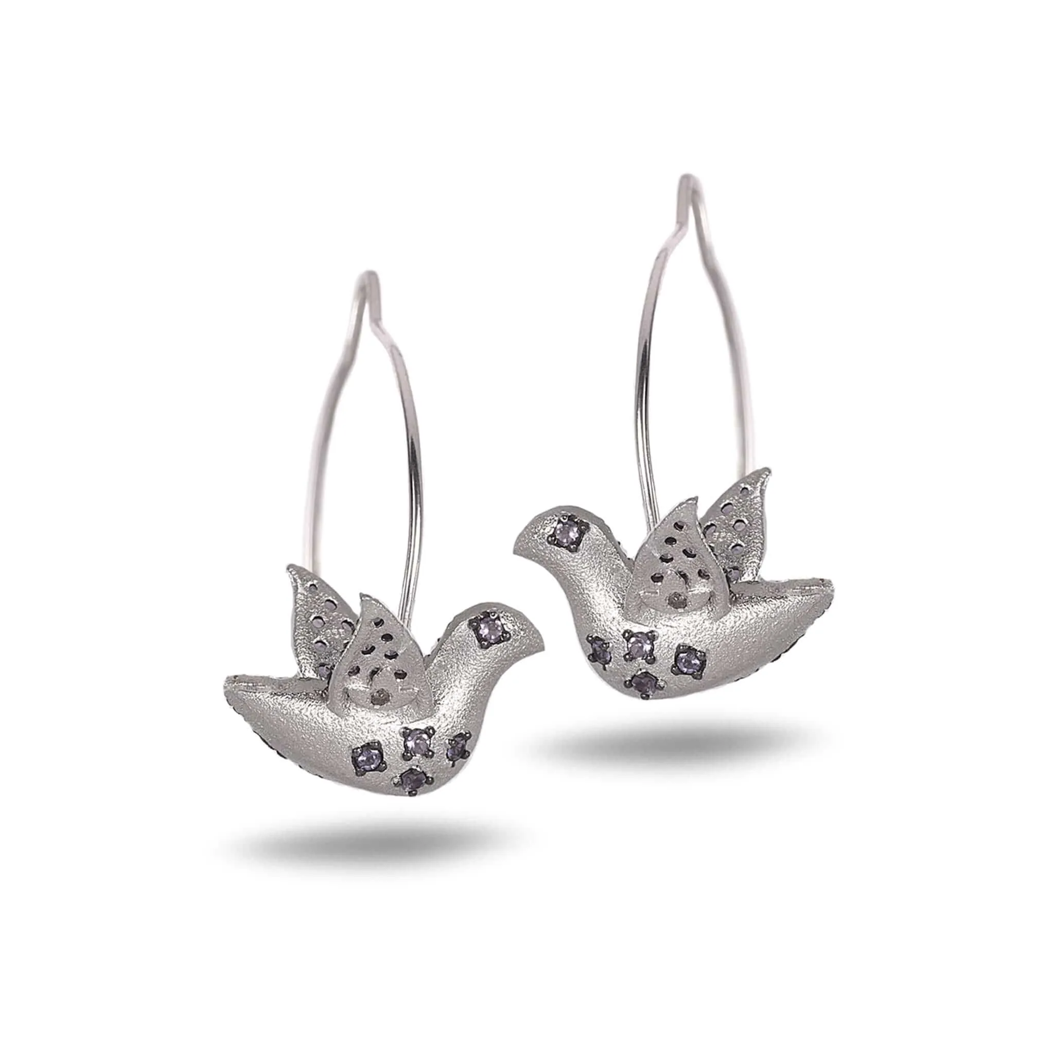 Sterling Silver Iolite Dove Drop Earrings
