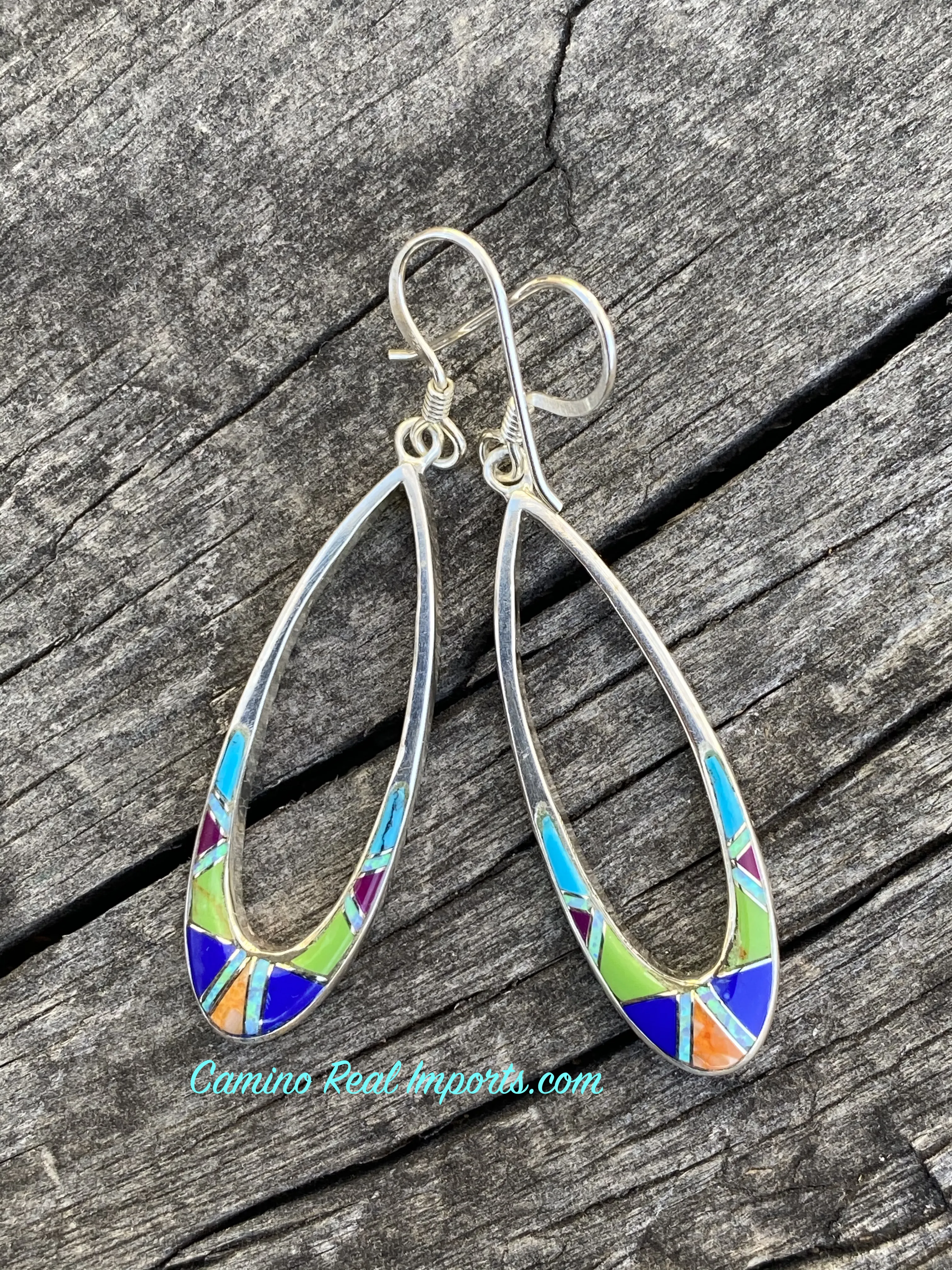 Sterling Silver Multi-stone Inlay Earrings STER010