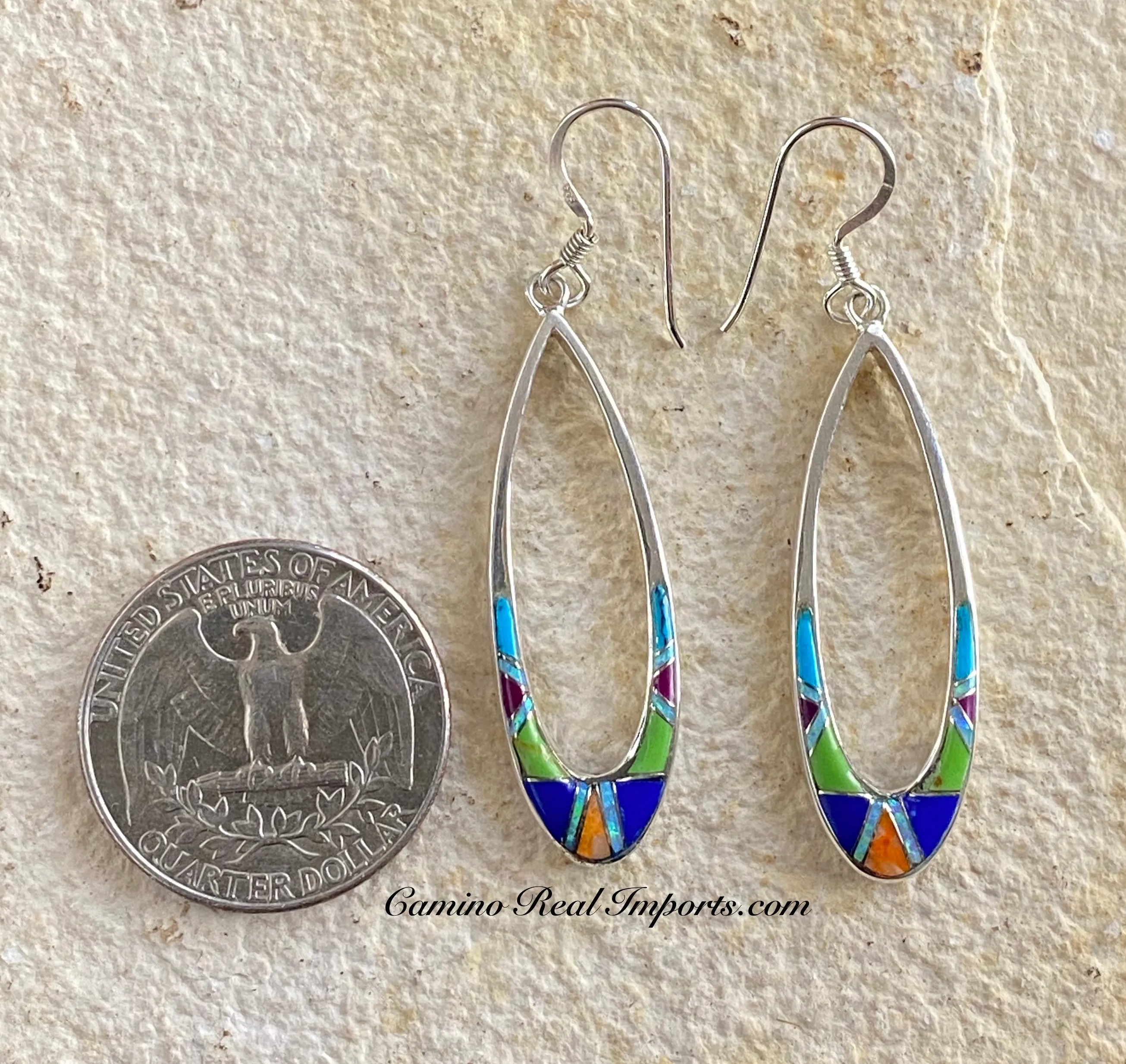 Sterling Silver Multi-stone Inlay Earrings STER010