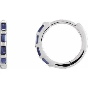 Sterling Silver Natural Blue Sapphire Huggie Earrings