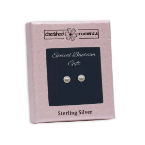 Sterling Silver Pearl Baby Earrings