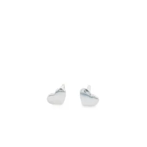 Sterling Silver Plain Heart Stud Earrings