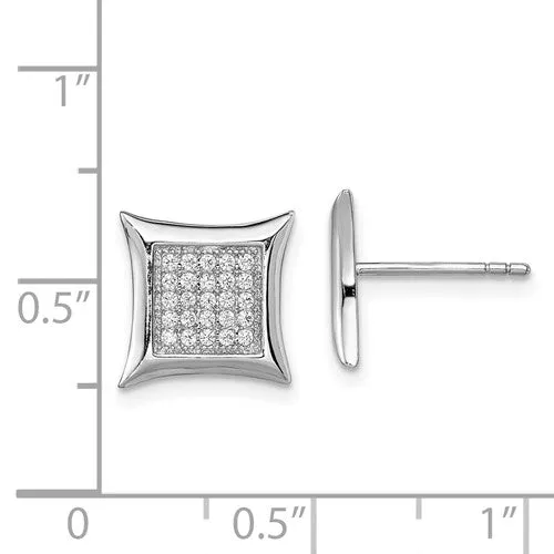 Sterling Silver Rhodium Plated (10mm) Micro Pavee CZ Stud Earrings