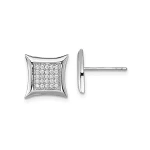 Sterling Silver Rhodium Plated (10mm) Micro Pavee CZ Stud Earrings