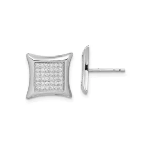 Sterling Silver Rhodium Plated (12mm) Micro Pavee CZ Stud Earrings