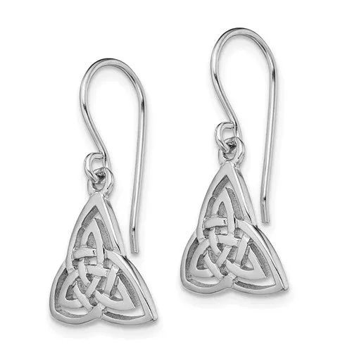 Sterling Silver Rhodium Plated Celtic Knot Dangle Earrings