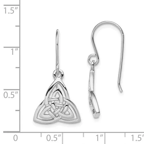 Sterling Silver Rhodium Plated Celtic Knot Dangle Earrings