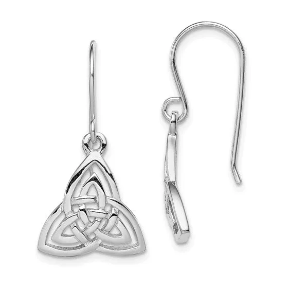 Sterling Silver Rhodium Plated Celtic Knot Dangle Earrings