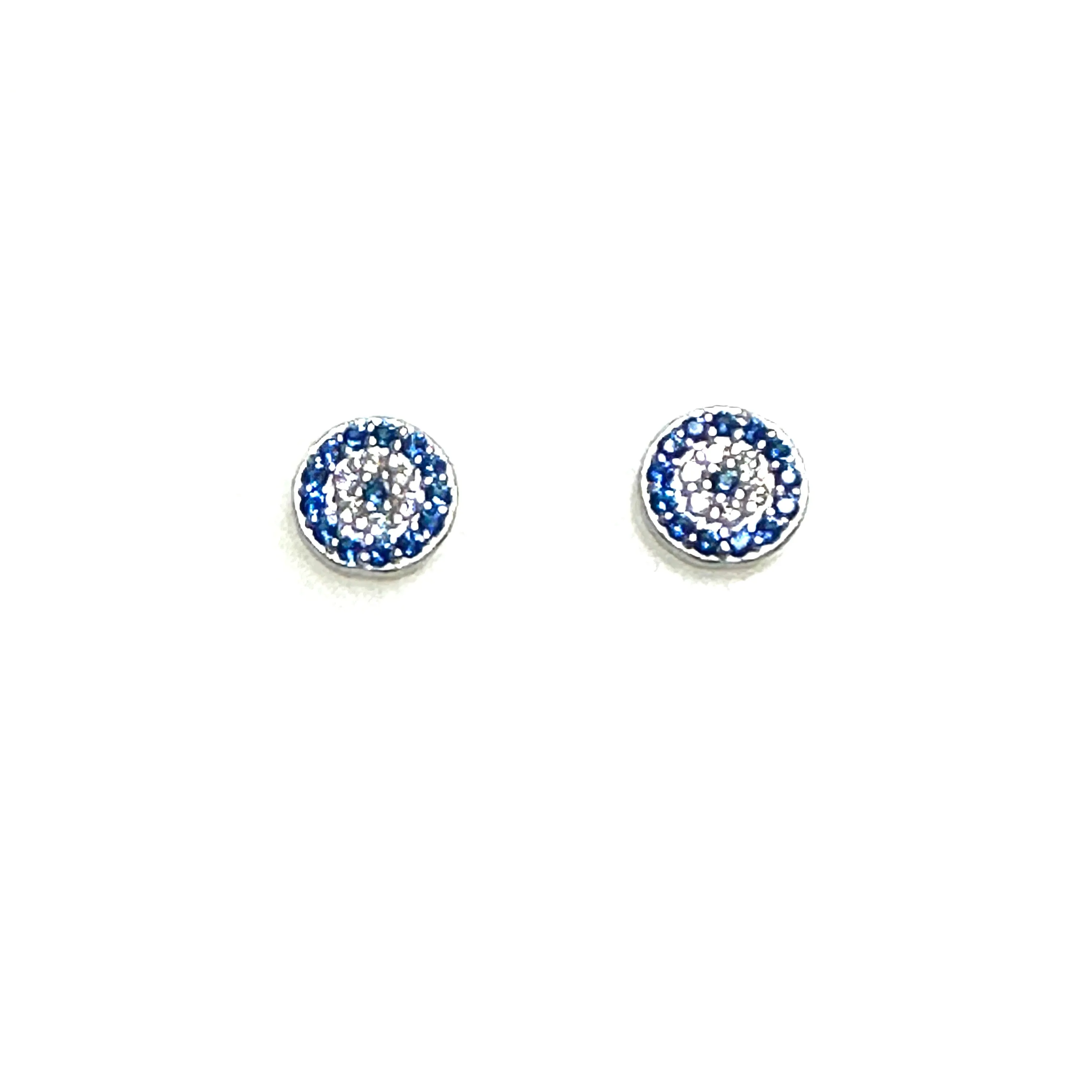 Sterling Silver Rhodium Plated Evil Eye CZ Earrings