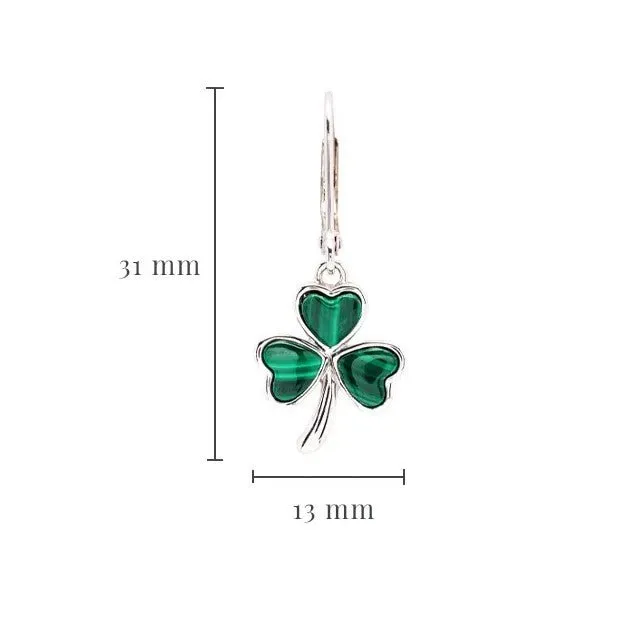 Sterling Silver Shamrock Earrings with Malachite SE2328