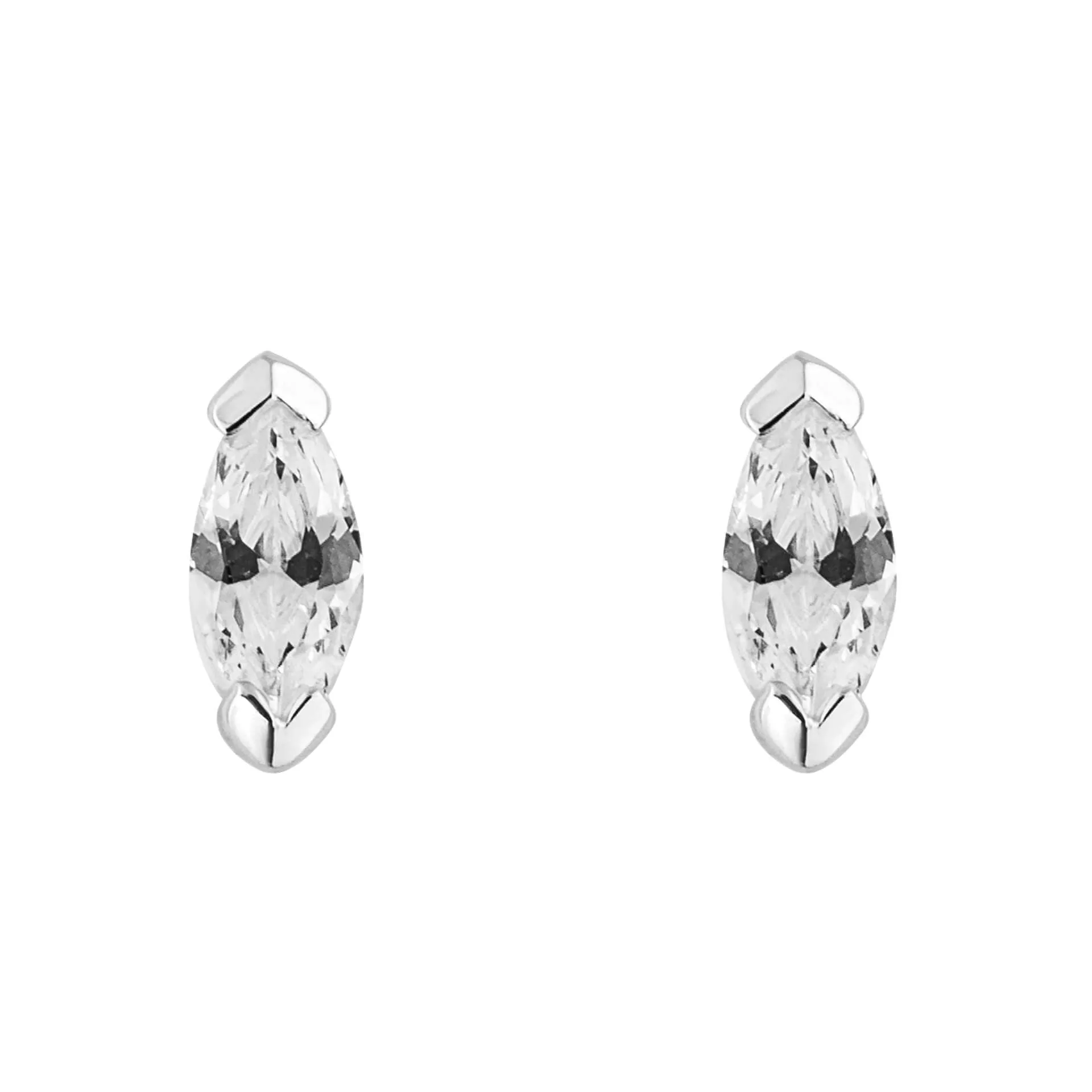 Sterling Silver Small Marquise CZ Stud Earrings
