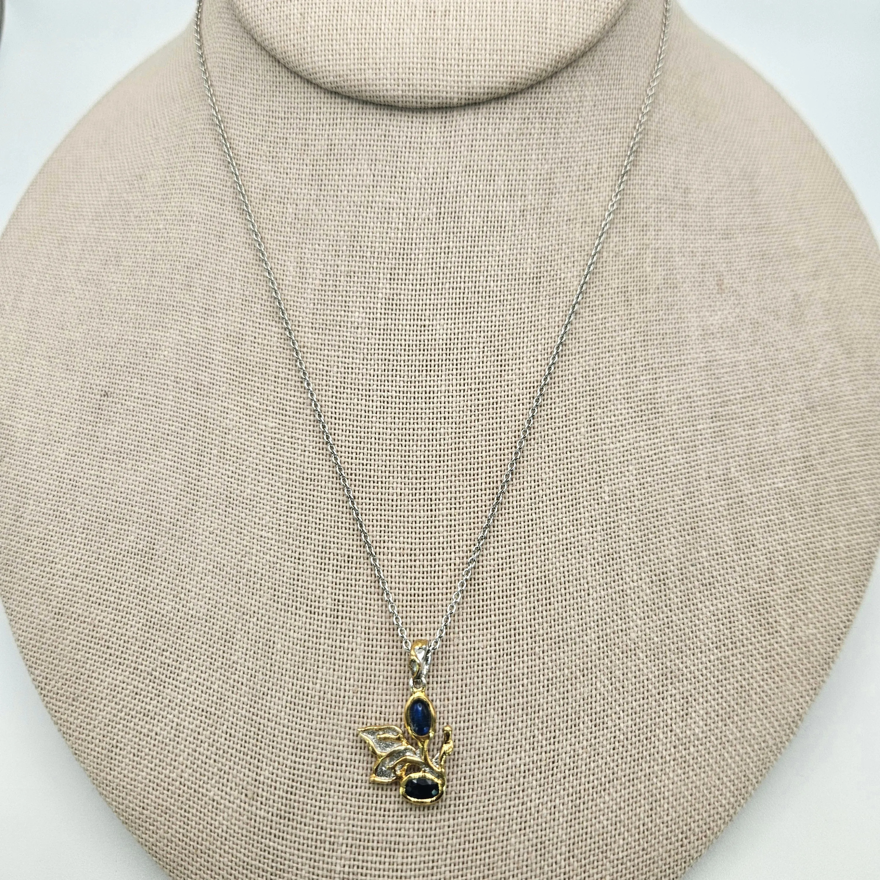 Sterling Silver Spectrolite Blue Sapphire Jewelry Set