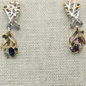 Sterling Silver Spectrolite Blue Sapphire Jewelry Set