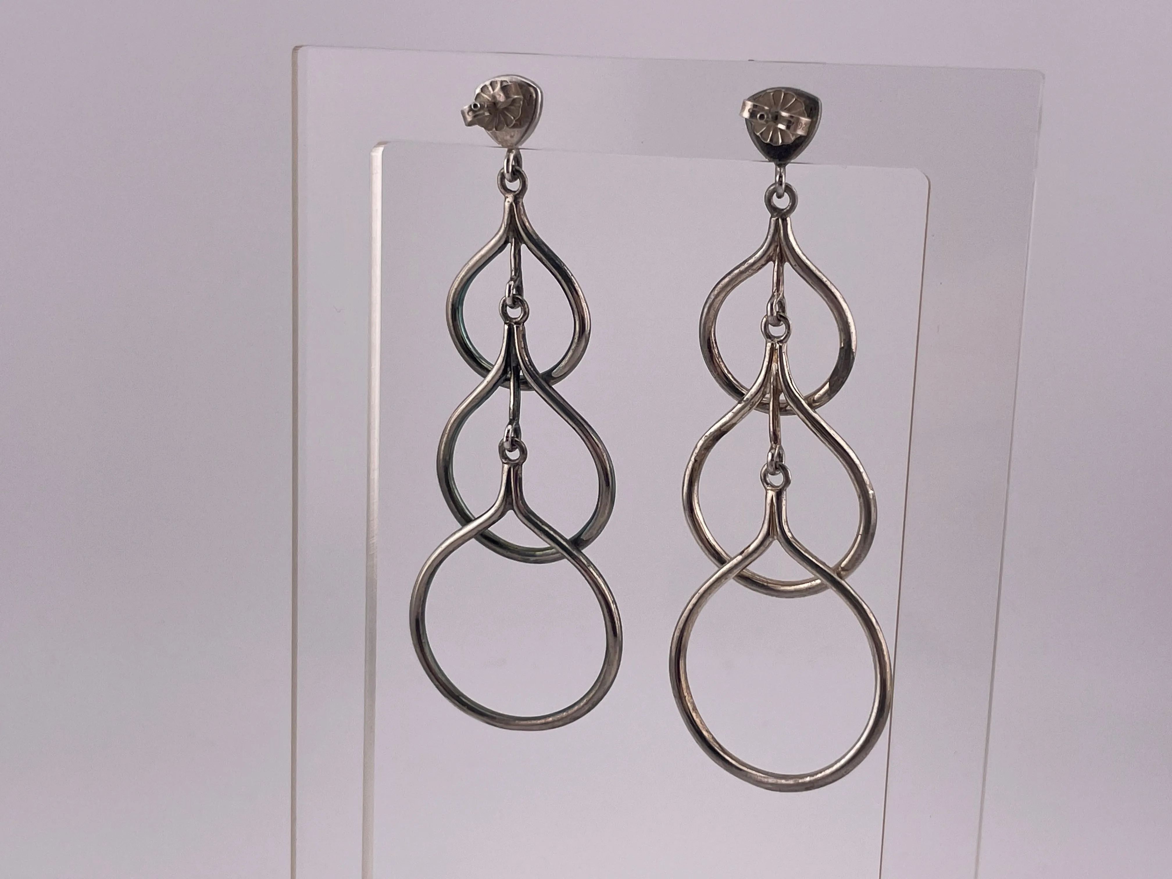 sterling silver stoneless post dangle earrings