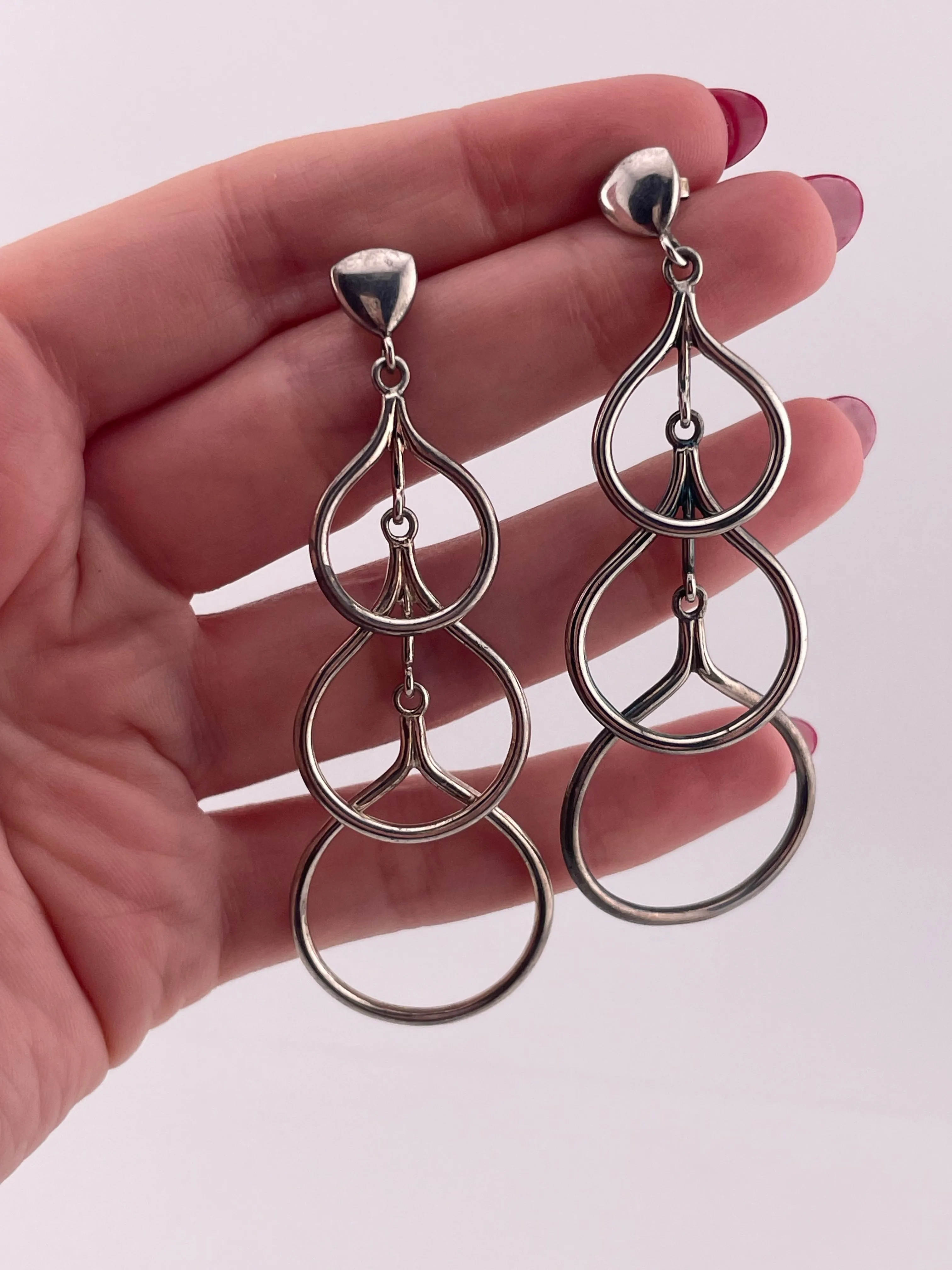 sterling silver stoneless post dangle earrings