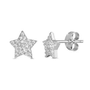 Sterling Silver Studded Star Cluster Micro Pave Earrings Clear CZ 925 New