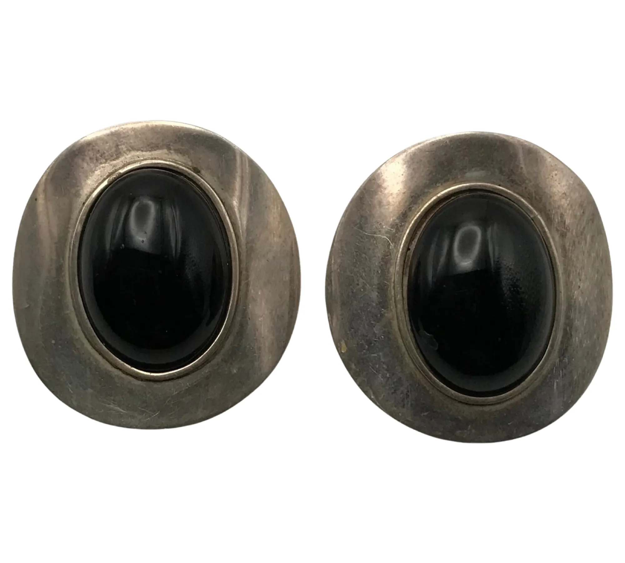 sterling silver synthetic onyx post earrings ***AS IS***