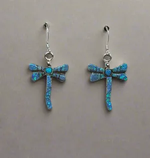 Sterling Silver Turquoise and Opal Inlay Earrings STER022