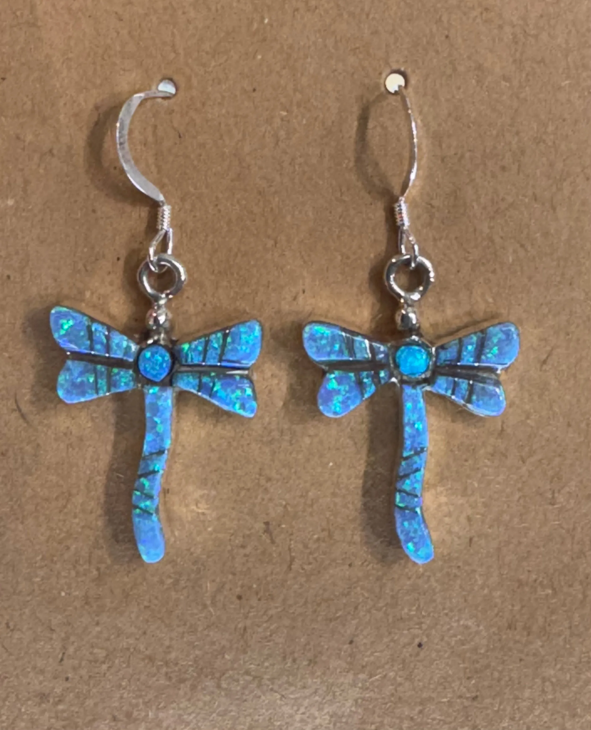 Sterling Silver Turquoise and Opal Inlay Earrings STER022