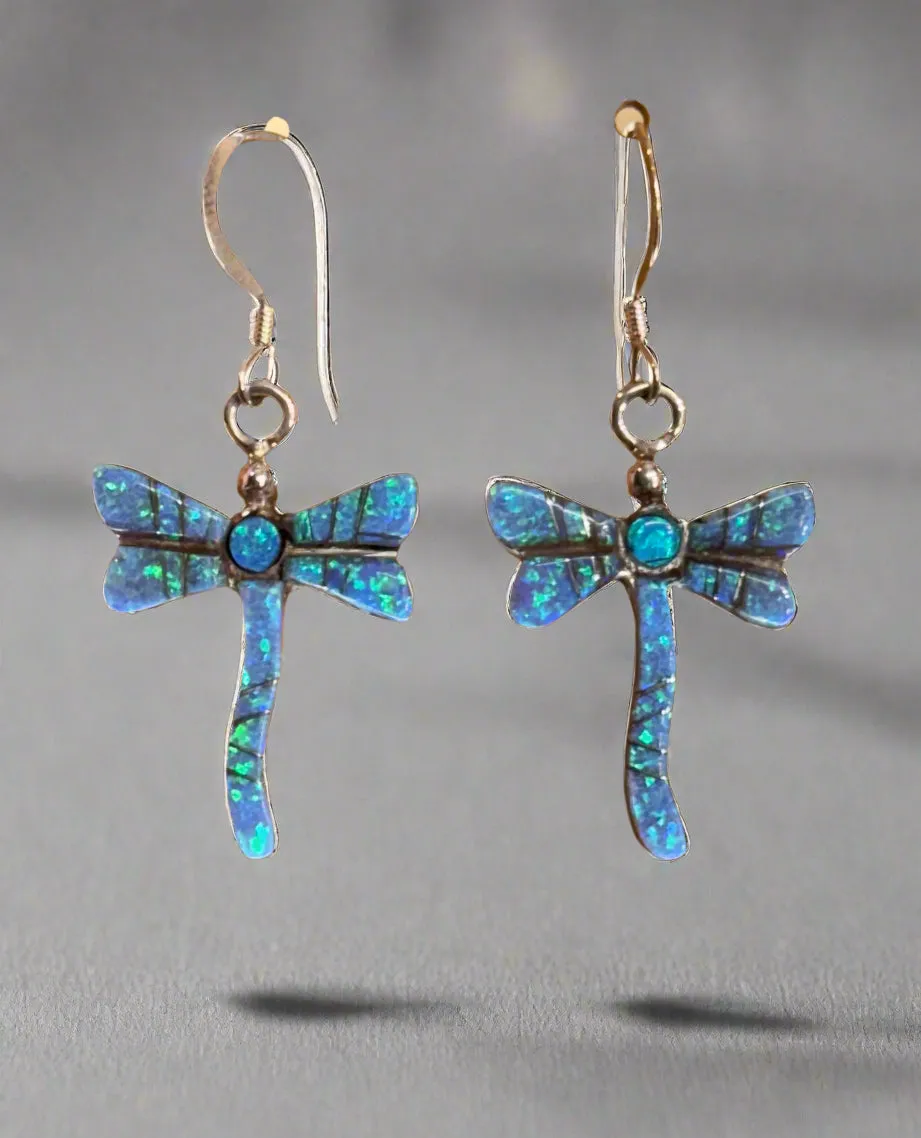Sterling Silver Turquoise and Opal Inlay Earrings STER022