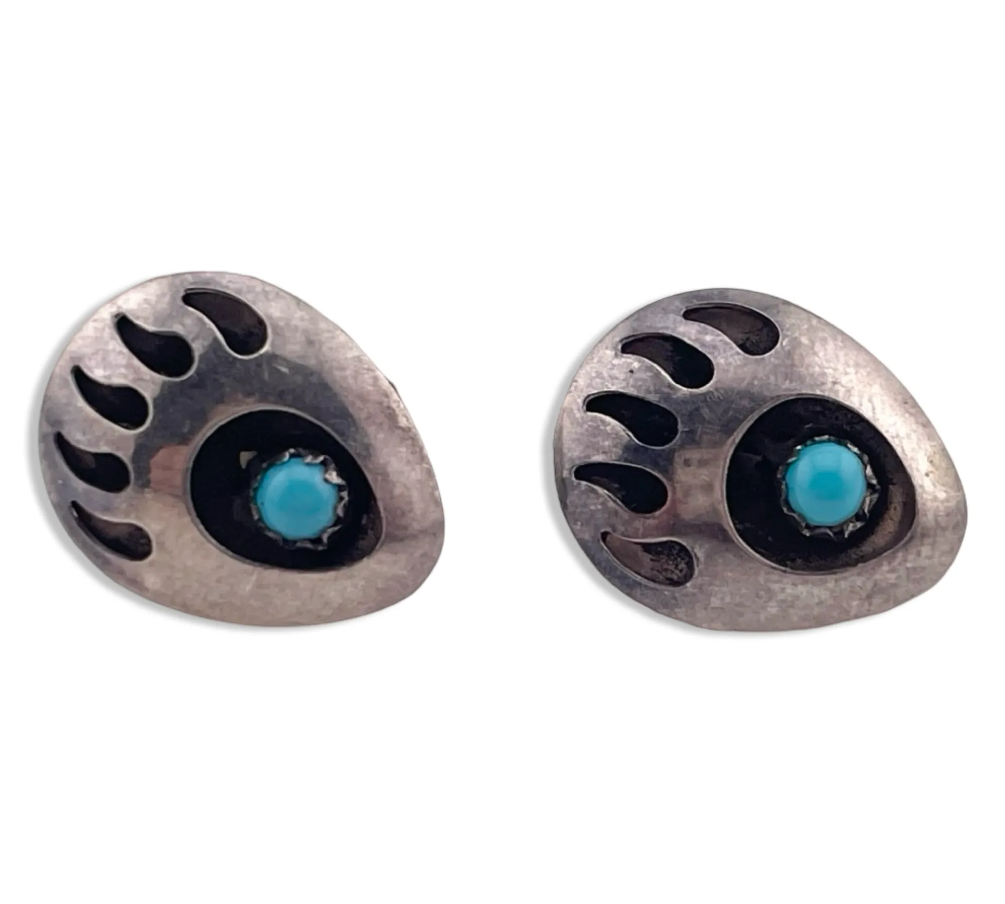 sterling silver turquoise bear paw stud earrings