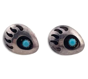sterling silver turquoise bear paw stud earrings