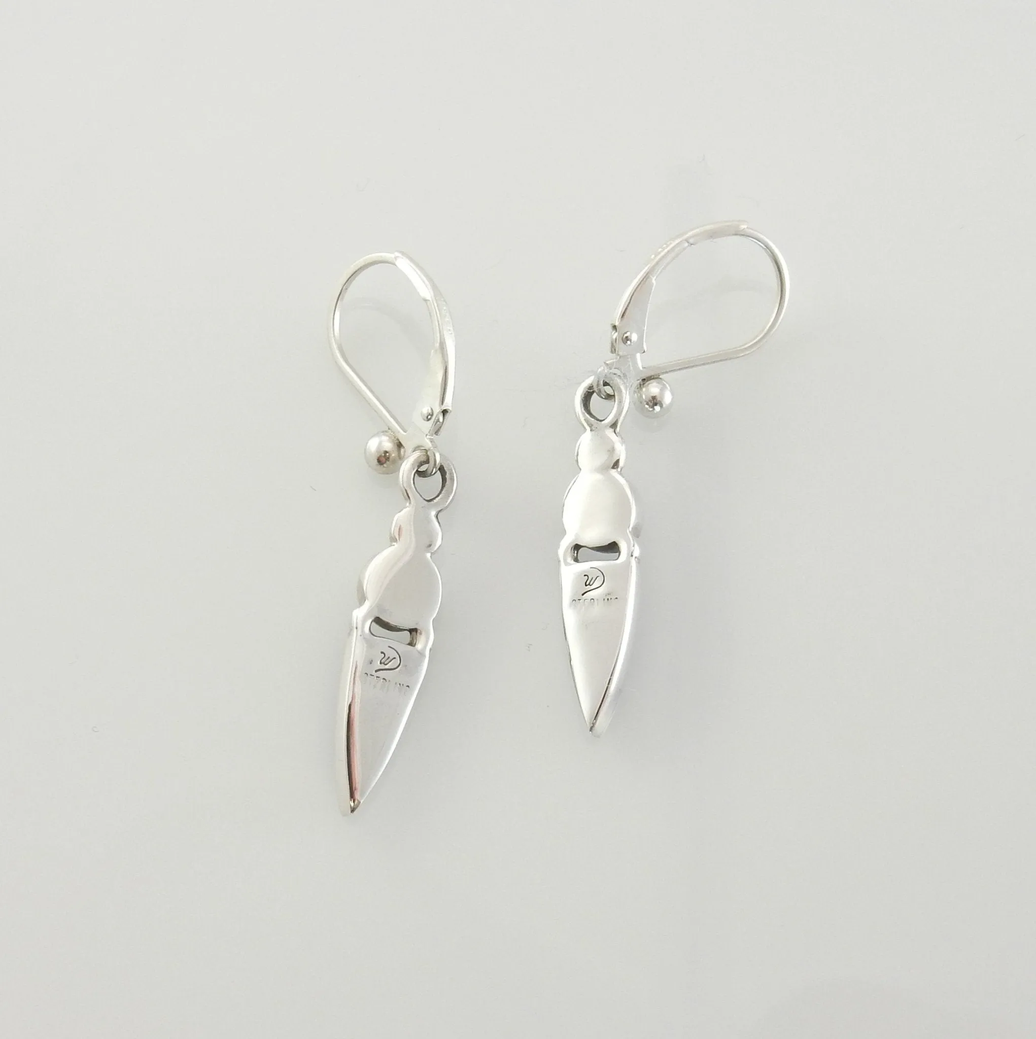 Sterling Silver Turquoise Mother of Pearl Inlay Dangle Earrings