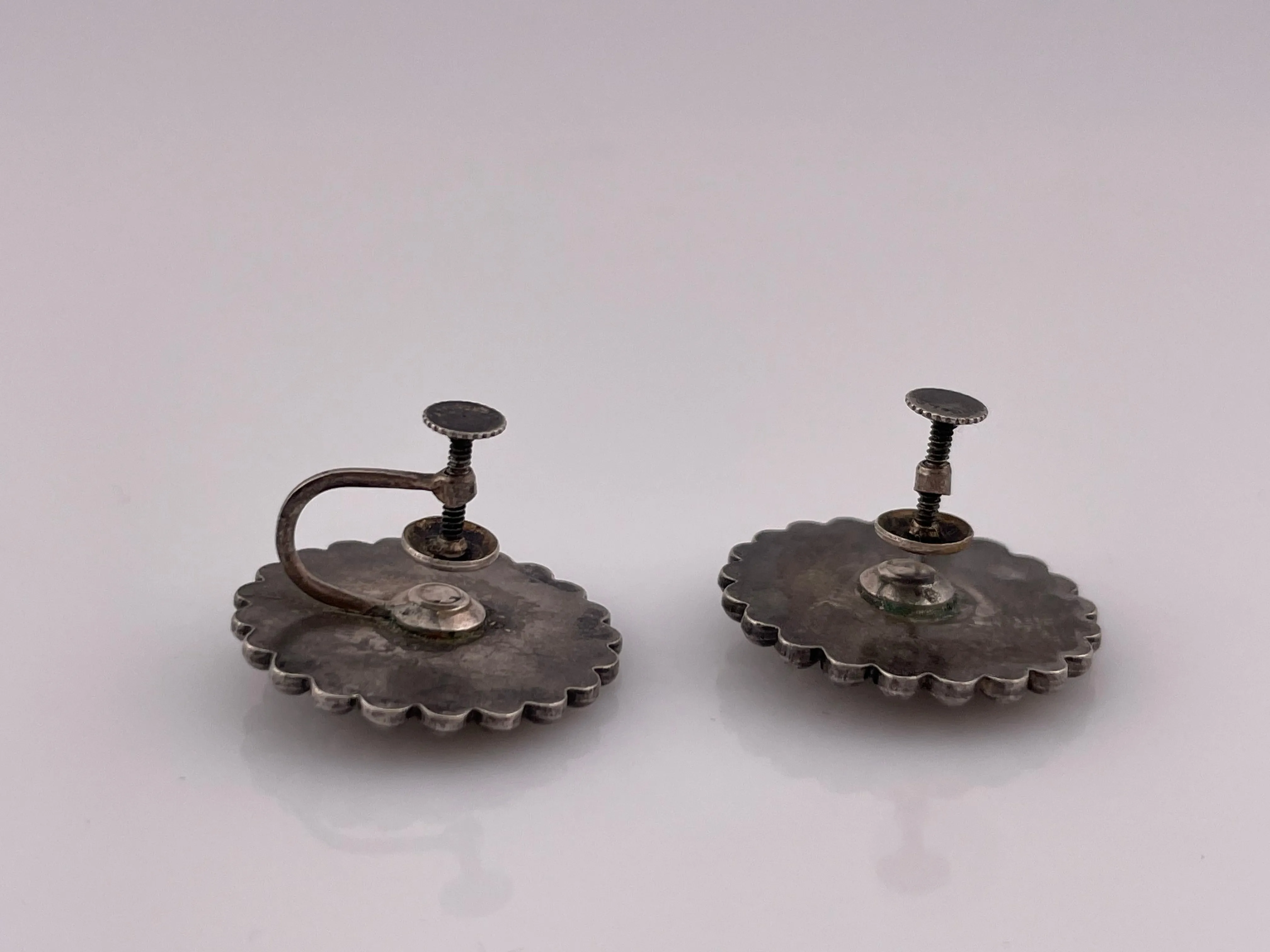 sterling silver turquoise screw-back earrings